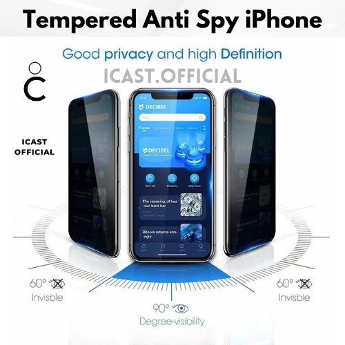 Anti Spy iPhone 7 - 16 Pro Max Tempered Glass iPhone Privacy Screen
