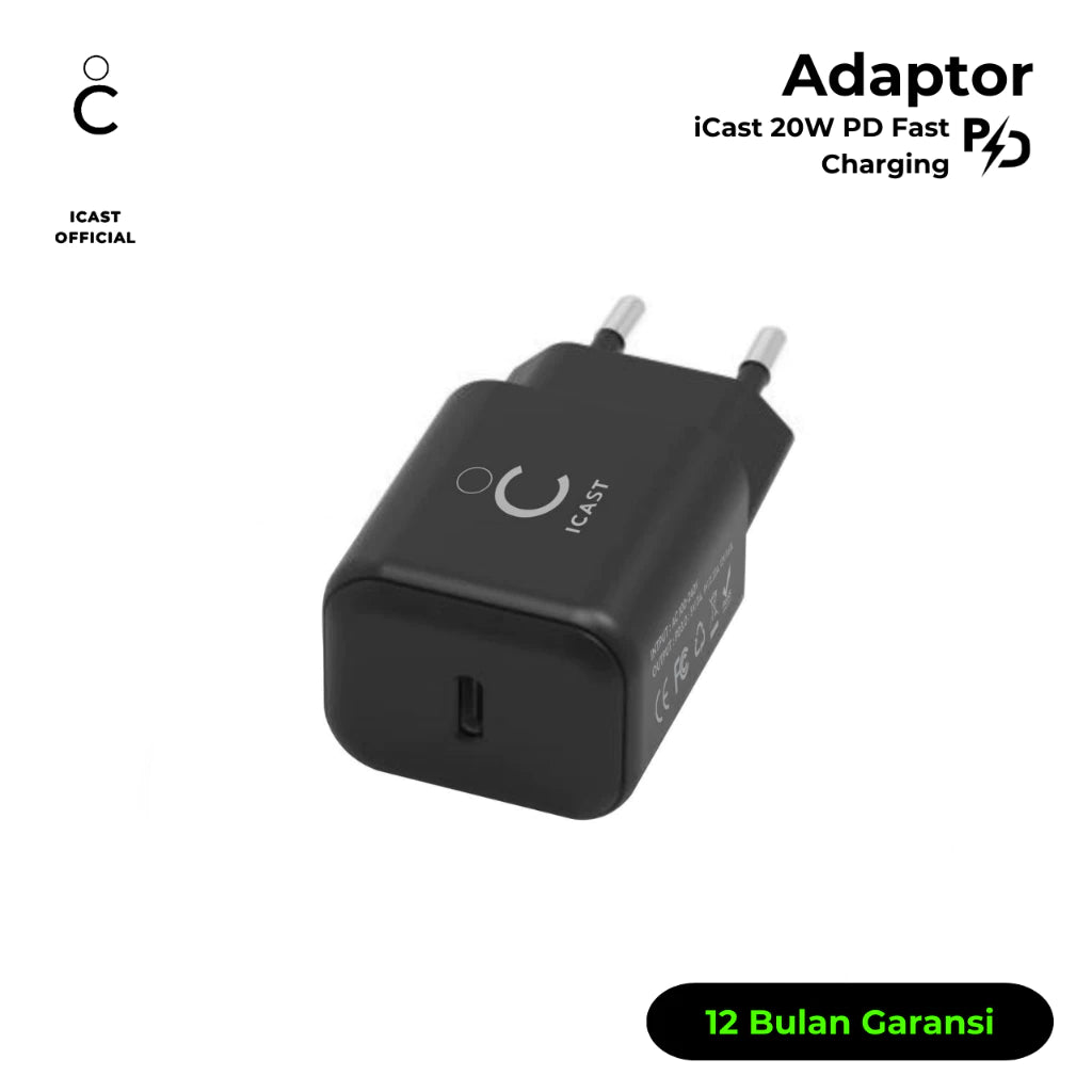 iCast Adaptor USB-C 20W untuk iPhone PD Fast Charging