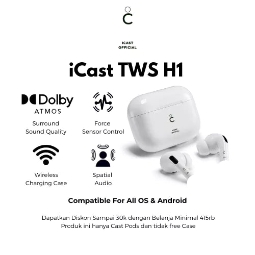 iCast TWS H1 Black Edition Wireless Charging, Pop-Up & In-Ear