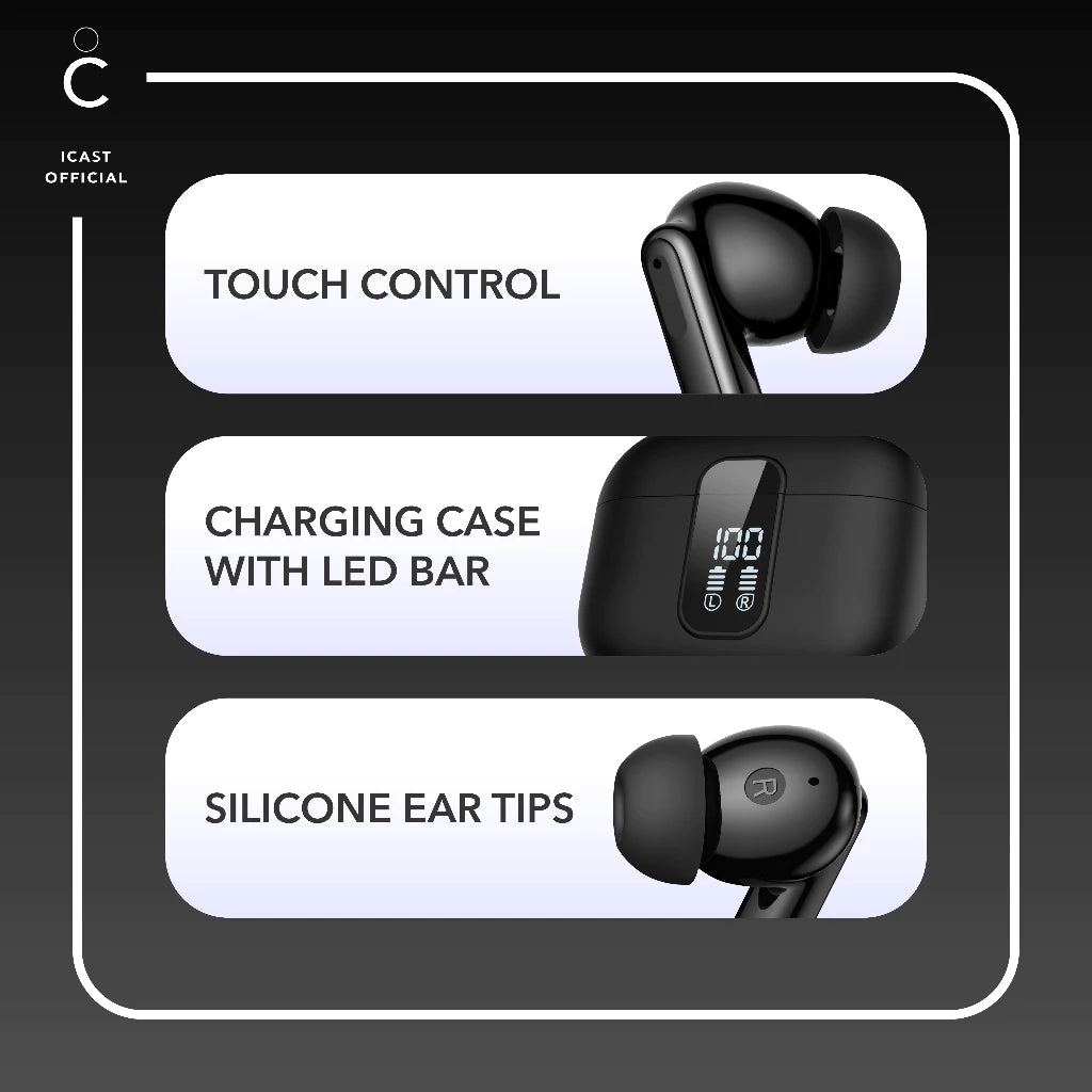iCast Sync Buds TWS Bluetooth 5.3 ANC ENC