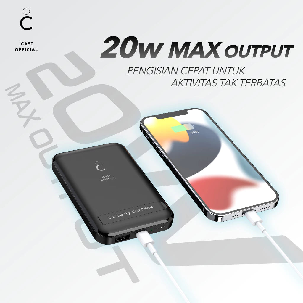 iCast H19 Powerbank Magnet 10000mAh Fast Charging 20W PD Wireless