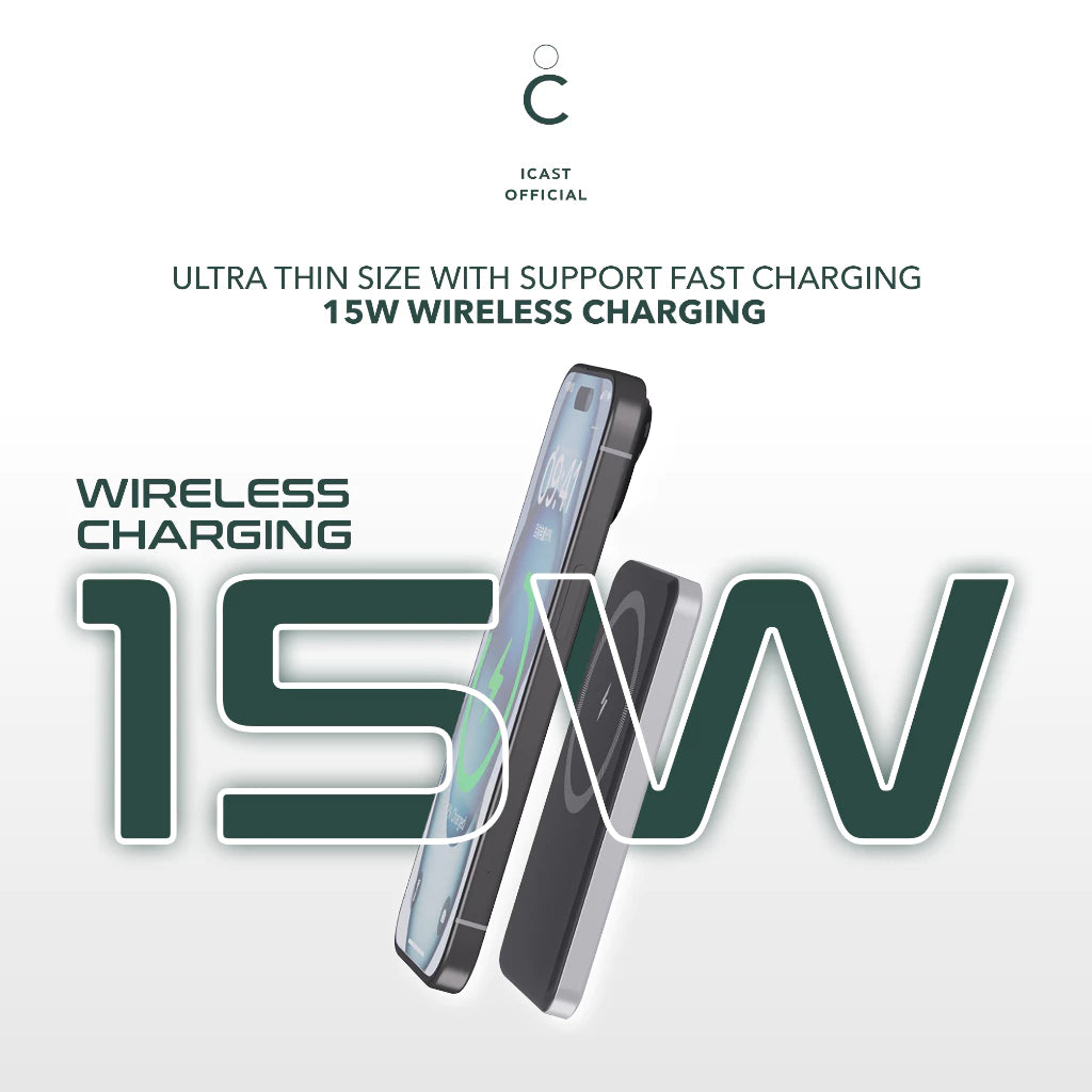 iCast H21 Powerbank Magnet 5000mAh Slim 20W PD & 15W Wireless