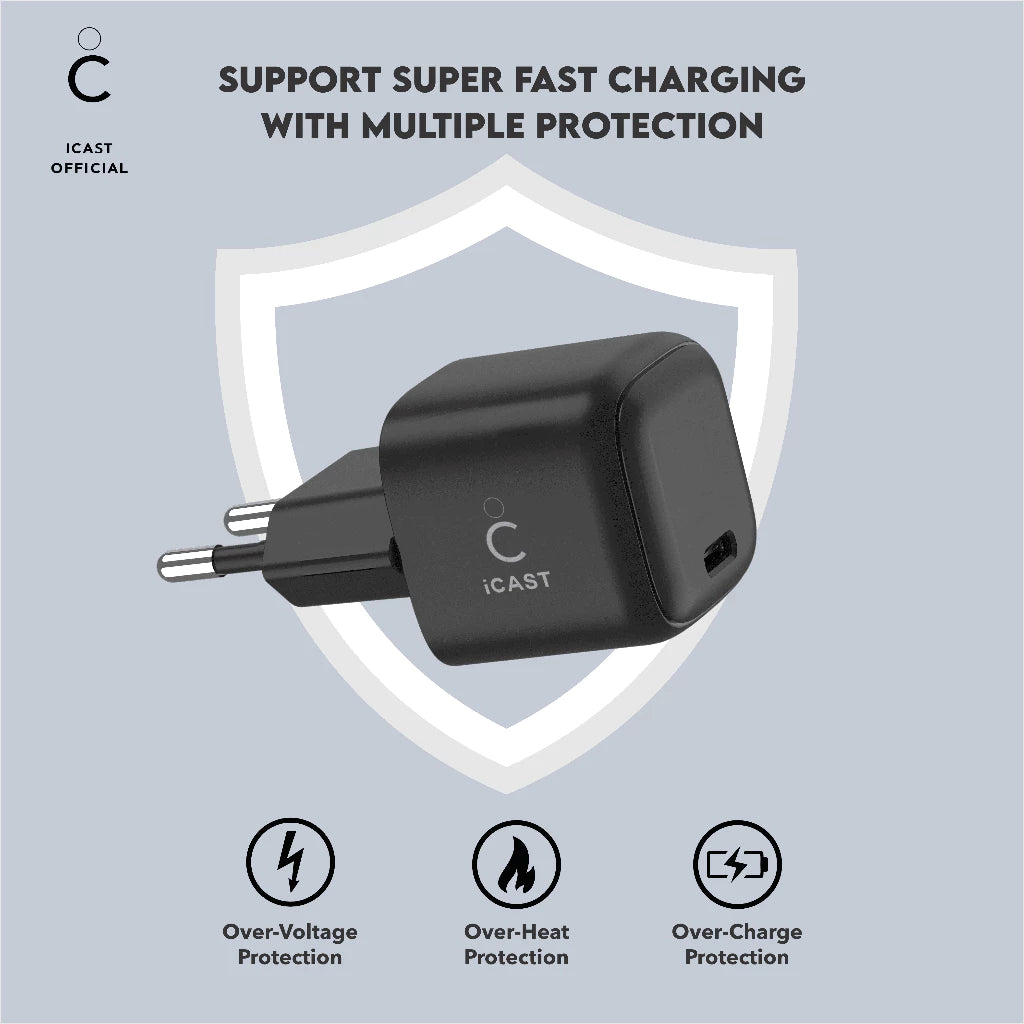 iCast 30W Mini USB-C Power Adaptor Fast Charging Wall Charger