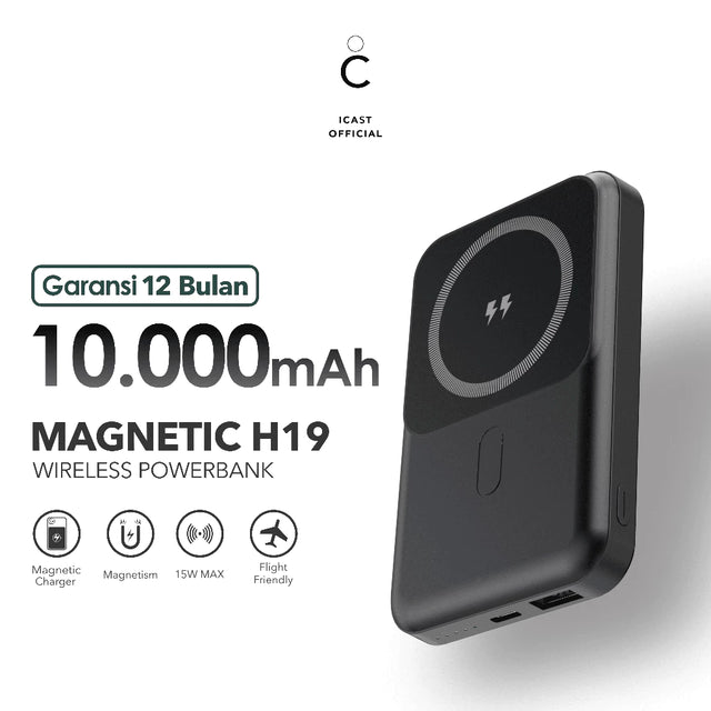 iCast H19 Powerbank Magnet 10000mAh Fast Charging 20W PD Wireless
