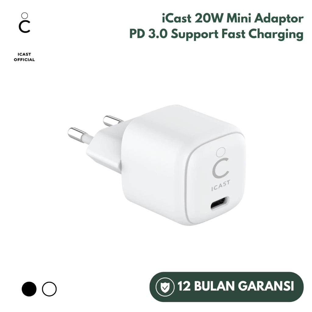 iCast Adaptor USB-C 20W untuk iPhone PD Fast Charging