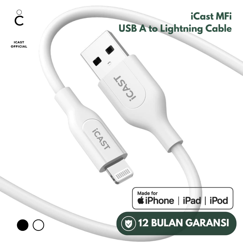 Kabel iPhone MFi iCast USB-A to Lightning, Fast Charging 3A
