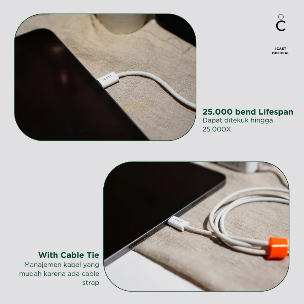 iCast USB C to C 60W – Super Fast Charging 2 Meter & Data Sync