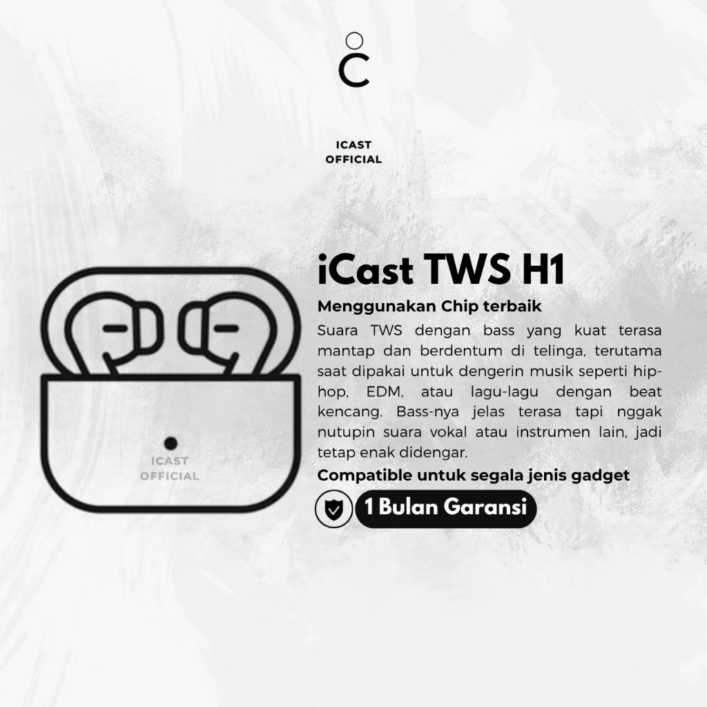 iCast TWS Pro H1 Edition Wireless Charging + Gratis Case