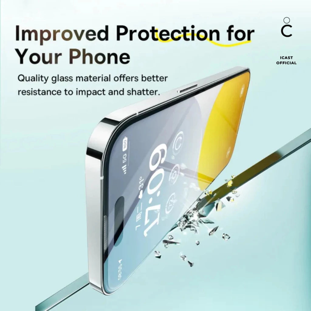 iCast Poniless iPhone X - 16 Pro Max Anti Spy Tempered Glass Kamera Terbuka