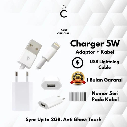 Charger USB Power Adaptor 5W + Kabel USB by iCast