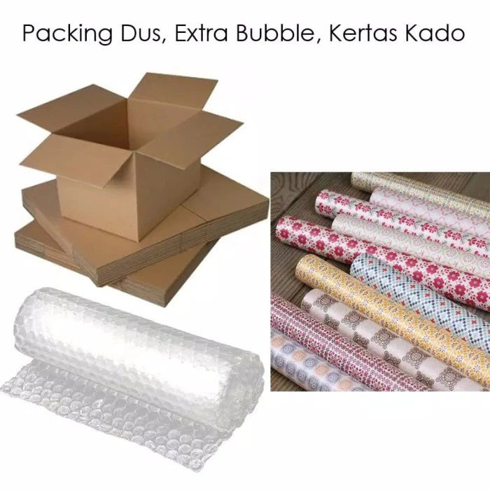Packing Kado iCast Kertas Kado + Kardus + Bubble Wrap + Ucapan