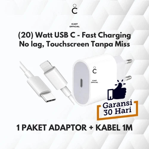 Charger 20W USB-C + Kabel 20W Fast Charging PD 20W