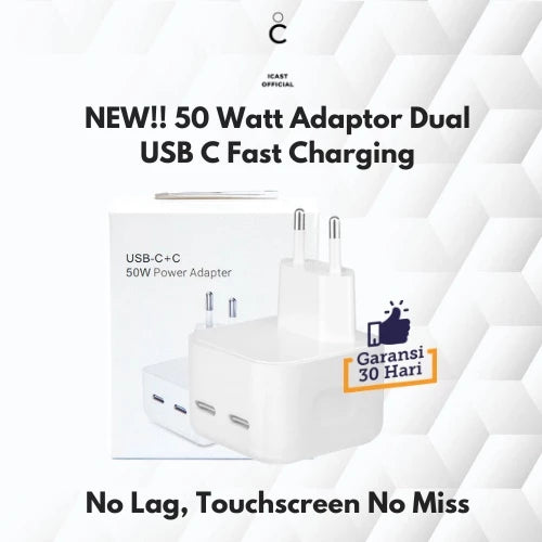 Adaptor 50W Dual USB-C Fast Charging