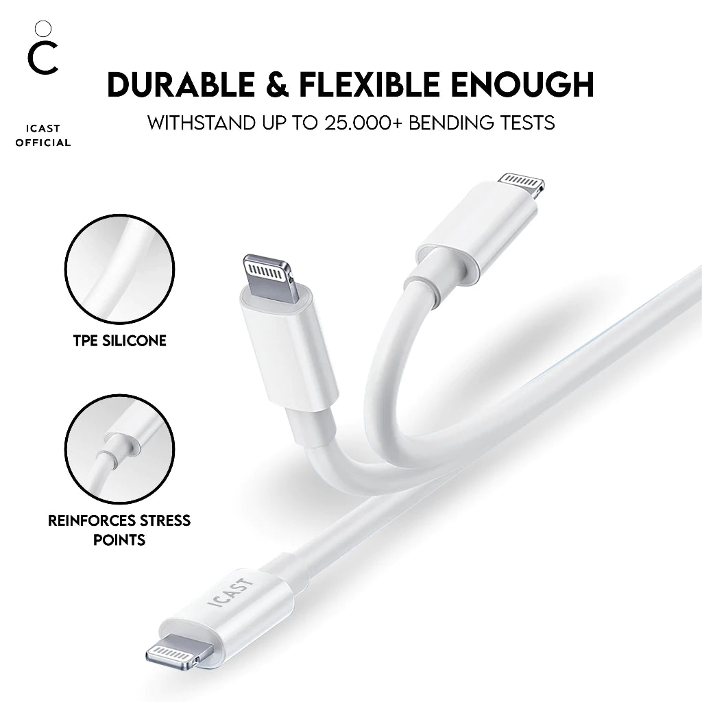 Kabel iPhone MFi iCast USB-A to Lightning, Fast Charging 3A