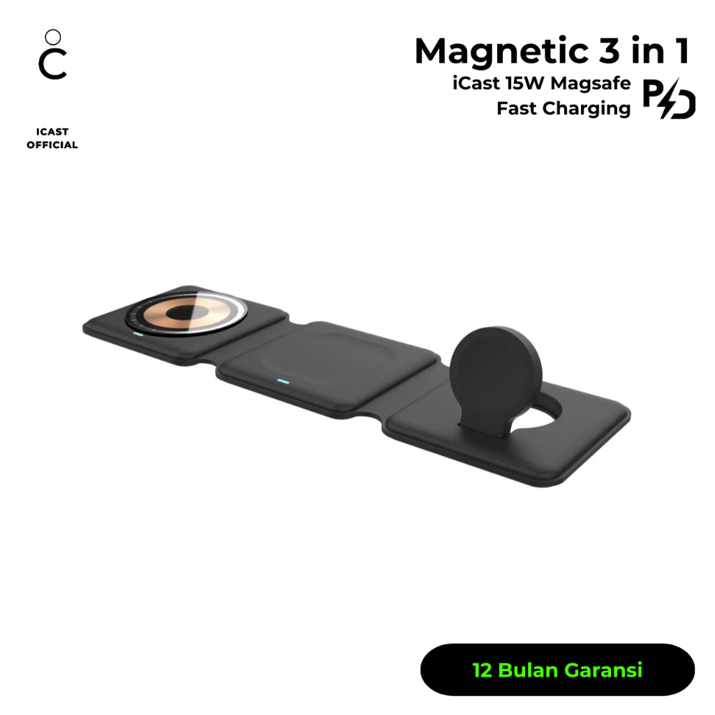 iCast Wireless MagSafe 3-in-1 Charging Base PD Fast Charging