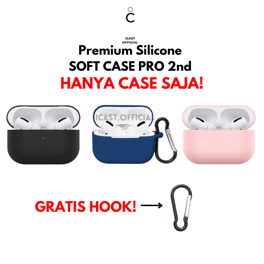 Case TWS Pro 2nd Soft Silicone Transparan + Gratis Hook