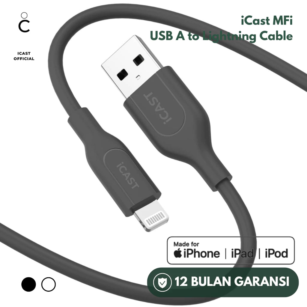 Kabel iPhone MFi iCast USB-A to Lightning, Fast Charging 3A