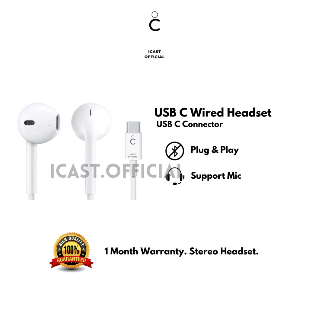 iCast Headset USB-C Connector Earphone Type C