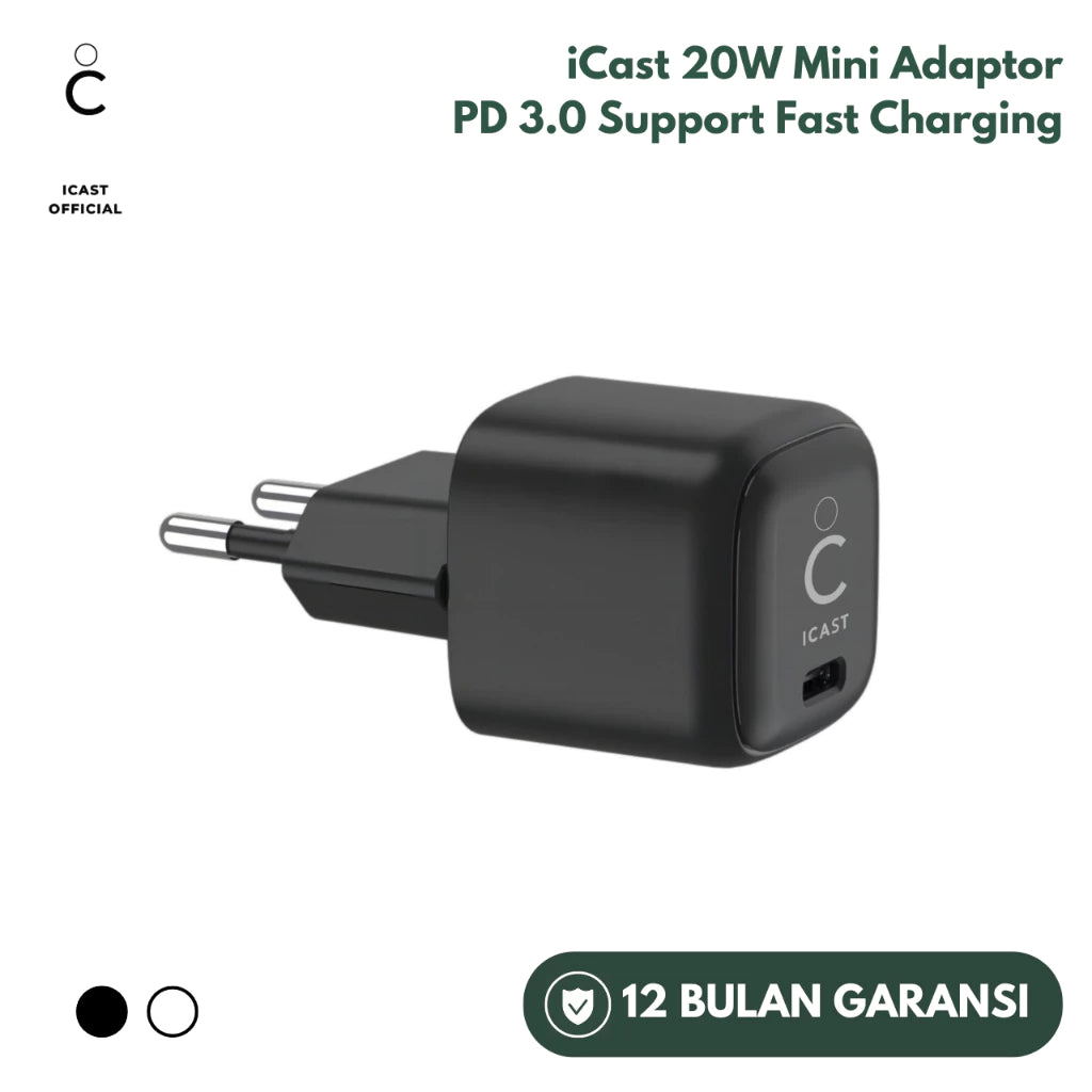 iCast Adaptor USB-C 20W untuk iPhone PD Fast Charging