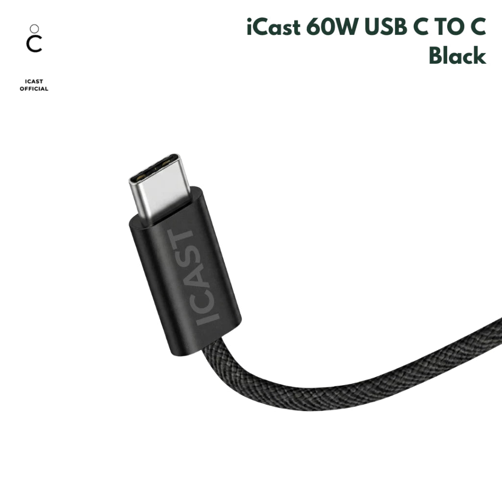 iCast Kabel Type C to C 60W – Nylon Braided Fast Charging