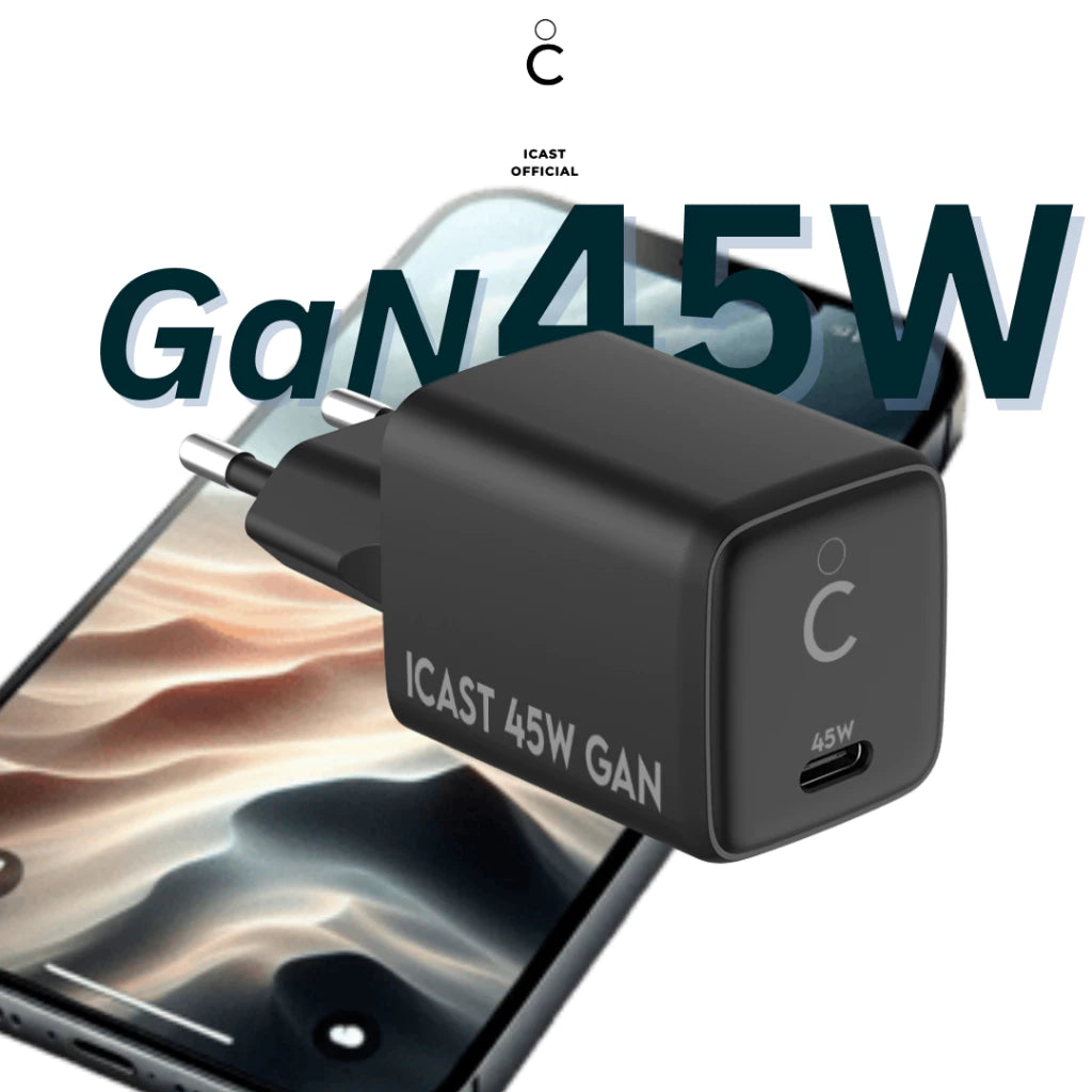 iCast Charger 45W GaN Super Fast Charging 2.0 Adaptor Kepala Charger 45W GaN