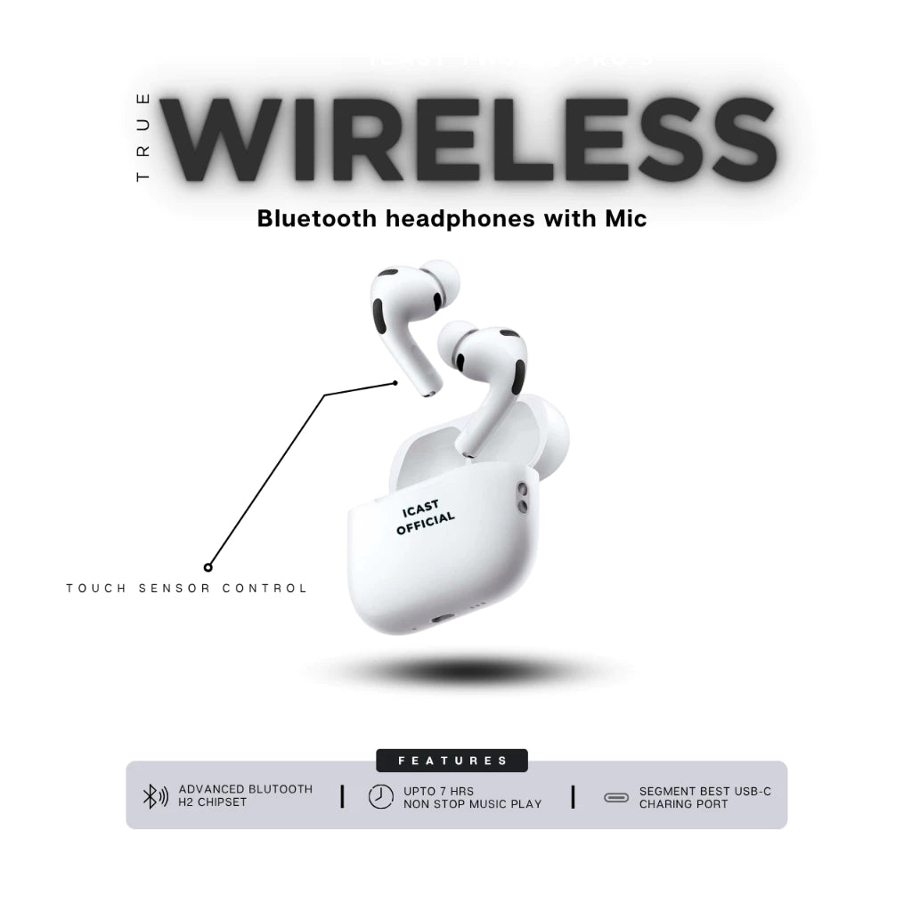 iCast TWS H2 Pro 3 ANC Transparancy TWS Wireless Charging True Wireless Stereo