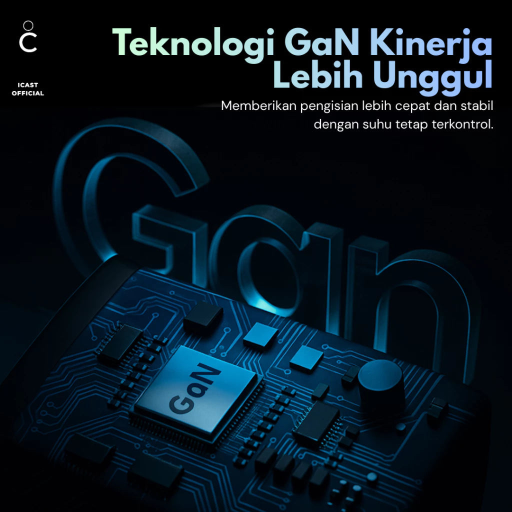 iCast Charger 45W GaN Super Fast Charging 2.0 Adaptor Kepala Charger 45W GaN