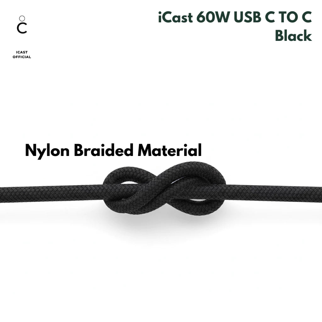 iCast Kabel Type C to C 60W – Nylon Braided Fast Charging